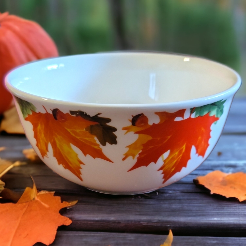 Vtg Greenbrier Royal Norfolk Autumn Leaves Thanksgiving Fall Bowl